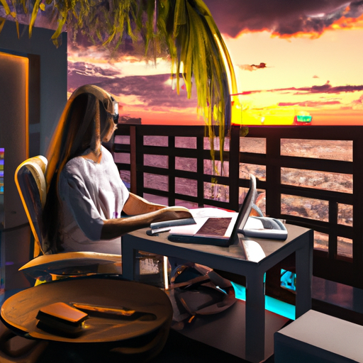 deigital nomad on vacation working on her computer